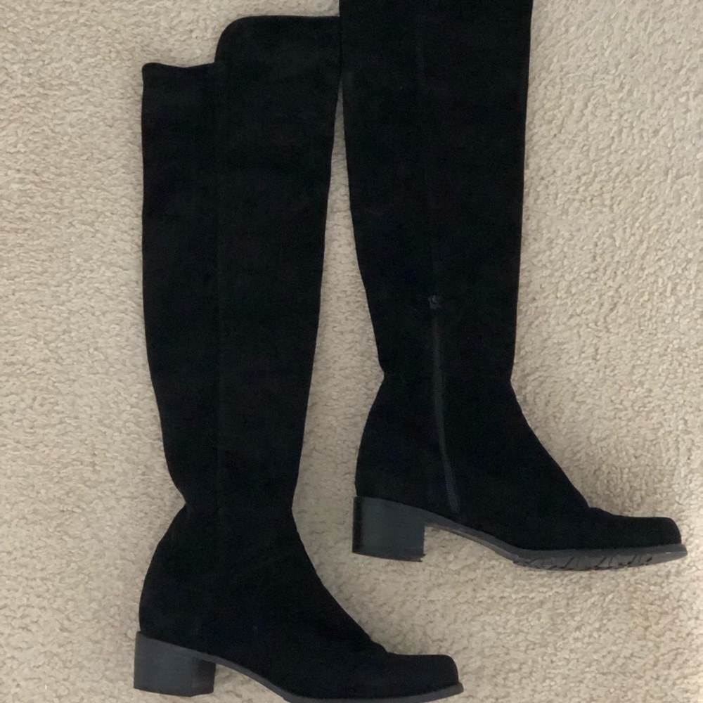 Knee high , block heel, suede , Stuart Weitzman boots